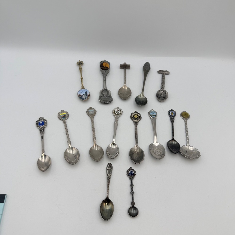 VTG Souvenir Collector Spoon Lot 15pc NASA Washington DC Greece Canada Truman